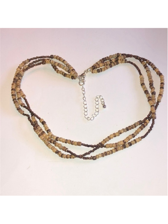 Unbranded Jewelry - Brown & Tan Beaded Multi Strand Boho Necklace